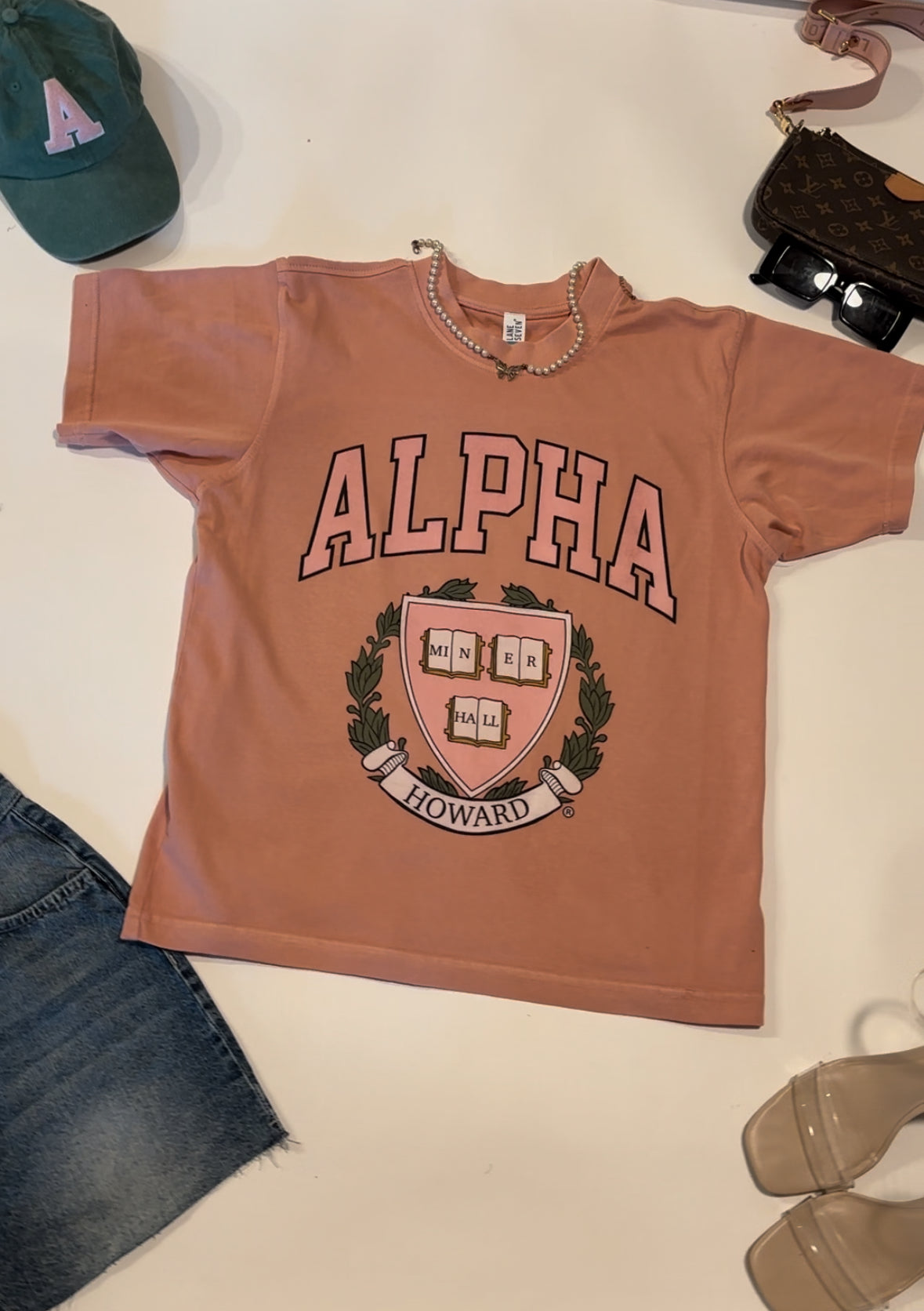 Alpha Shield Tee in Salmon Pink (Ships on 8/6)